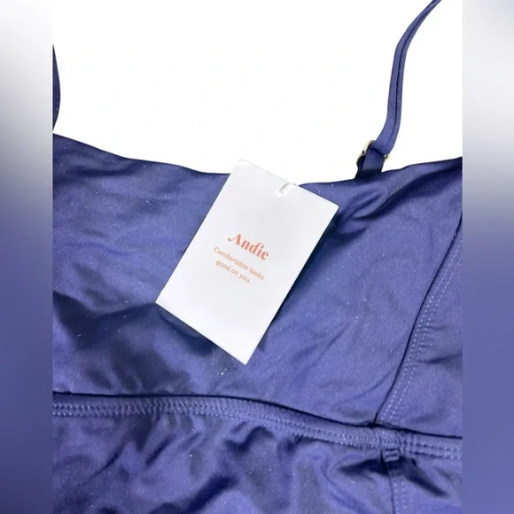 ANDIE SWIM navy blue square neck Havana One Piece XL Swimsuit NWT